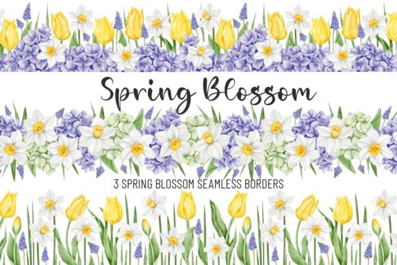 Download Watercolor Seamless Border Spring Flower - Spring Collection