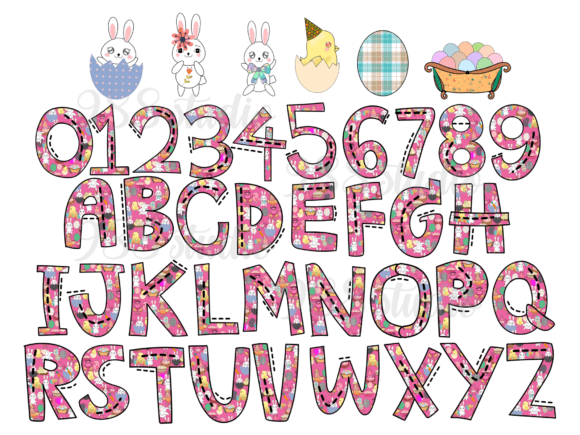 Download Easter Fonts Bunny Chicken Eggs Alphabet - Chic Collection