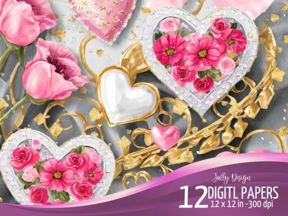 Download Shabby Chic Luxurious Valentine's Hearts - Chic Collection