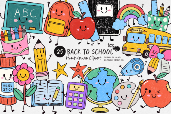 Download Back to School Hand-Drawn Clipart Bundle - School Collection
